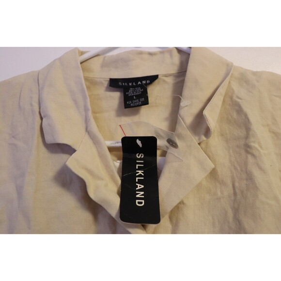 Silkland Shirt Blouse Silk Linen Button Up Top NWT Fairy Cottagecore - Picture 5 of 9